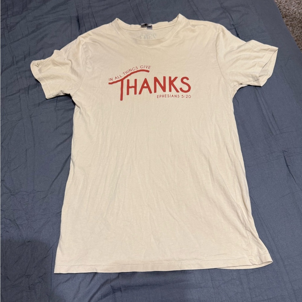 Cream 'Thanks' Graphic Tee